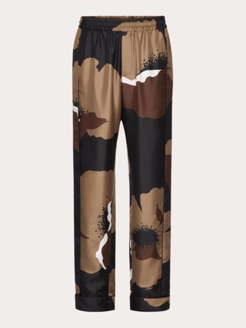 Valentino SILK TWILL PAJAMA PANTS WITH VALENTINO FLOWER PORTRAIT PRINT