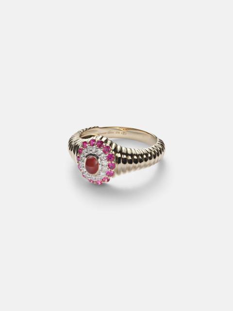 Yvonne Léon Pompadour Baby 9kt gold ring with gemstones