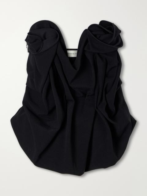 MAGDA BUTRYM Appliquéd Cropped Wool-blend Bustier Top