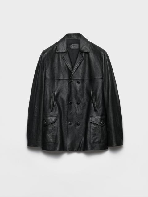 Prada Double-breasted nappa leather caban jacket