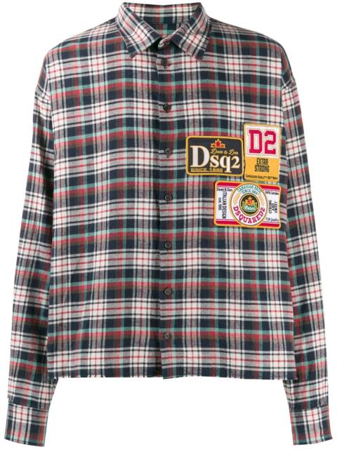 DSQUARED2 plaid logo patch shirt
