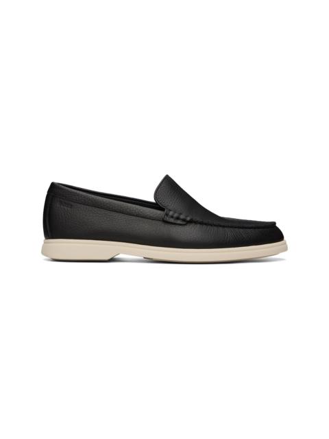 BOSS Black Tumbled-Leather Logo Detail Loafers