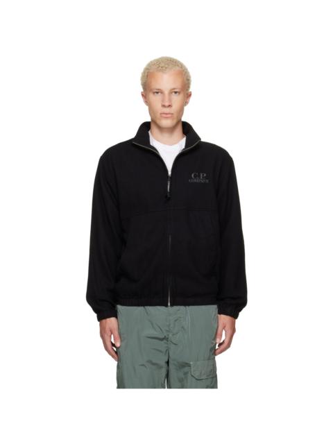 C.P. Company Black Wool Fleece Open Sweatshirt