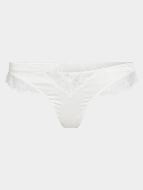 KIKI DE MONTPARNASSE Low-Rise Lace-Inset Stretch Silk Thong