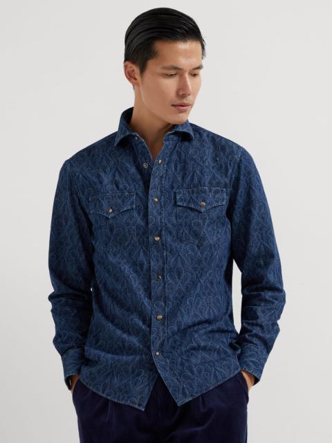 Brunello Cucinelli Paisley denim easy fit Western shirt