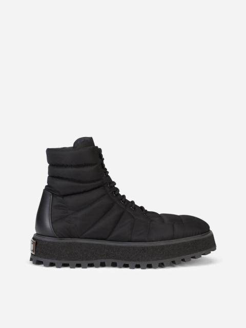 Dolce & Gabbana Quilted nylon ankle boots with branded plate