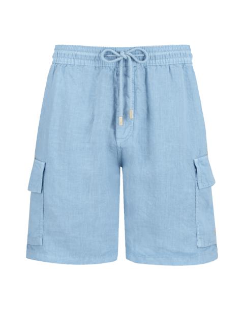 Vilebrequin Men Linen Bermuda Shorts Cargo Pockets