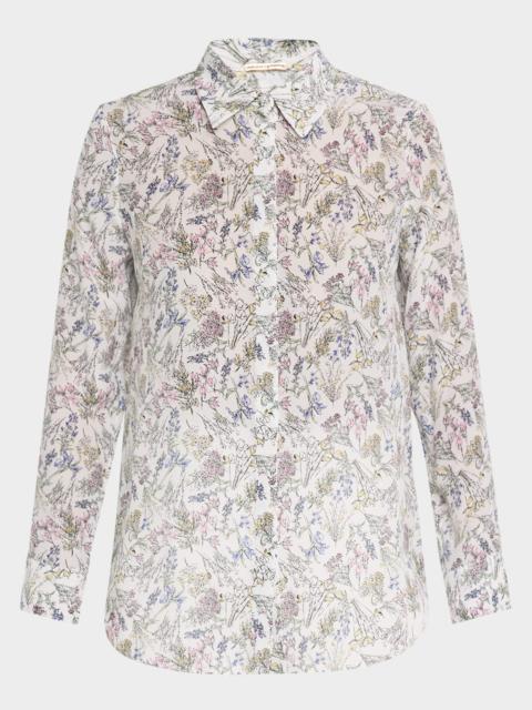 ADAM LIPPES Mathias Floral-Print Crepe De Chine Button-Down Shirt