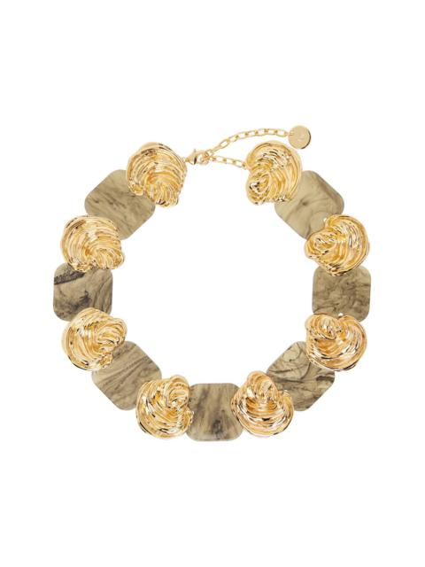 RECTO Gold & Brown Ibiza Formica Bold Necklace