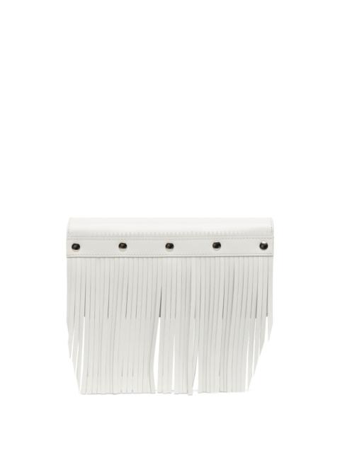 stud-embellished fringed leather wallet