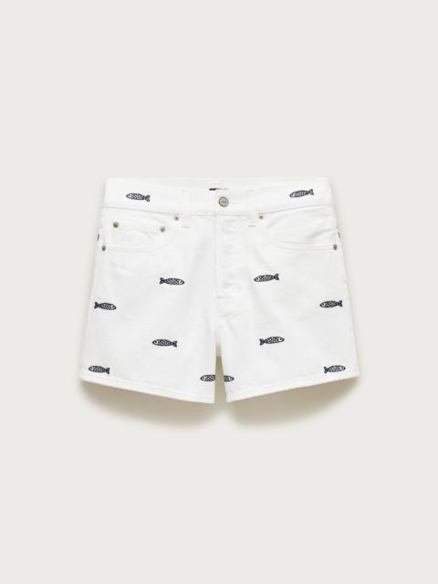J.CREW Embroidered mid-rise A-line denim short