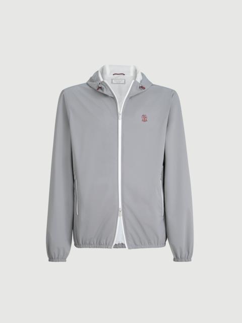Brunello Cucinelli Bonded nylon hooded outerwear jacket with logo
