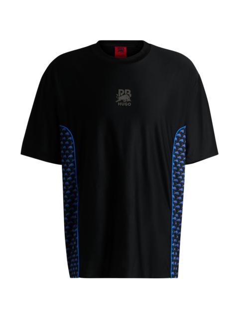 HUGO HUGO X RB STRUCTURED-JERSEY T-SHIRT WITH PIPING DETAILS