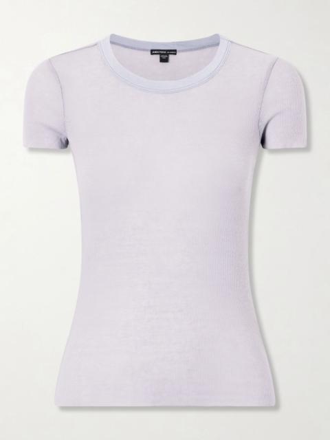 JAMES PERSE Ribbed cotton and cashmere-blend T-shirt Light gray