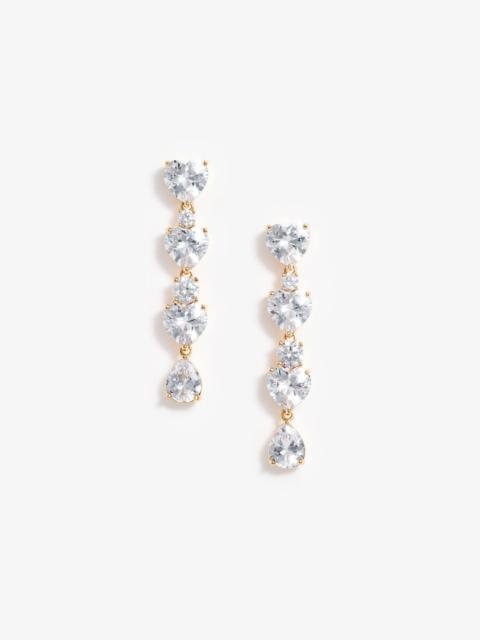 self-portrait Gold Heart Crystal Tiered Earrings