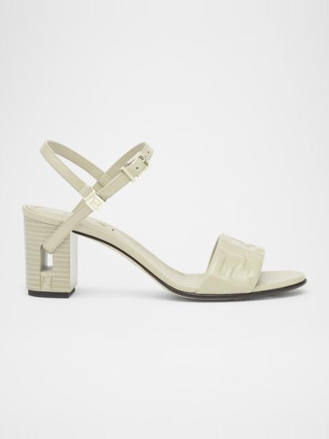 FENDI Delfina FF Leather Block-Heel Sandals