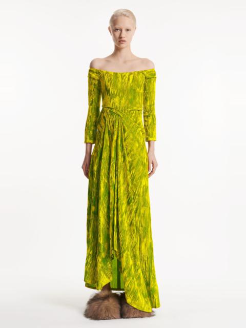 A.W.A.K.E. MODE DRAPED OFF SHOULDER DRESS CITRON