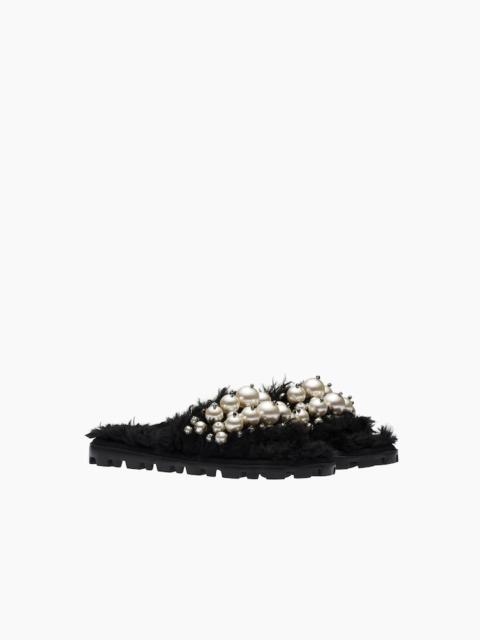 Miu Miu Mohair sandals with pearls