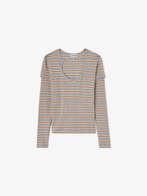 GANNI LONG-SLEEVE TOP IN STRIPE