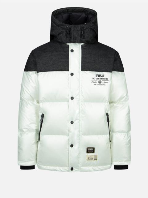 EVISU DAICOCK PRINT FABRIC-BLOCKING DOWN JACKET