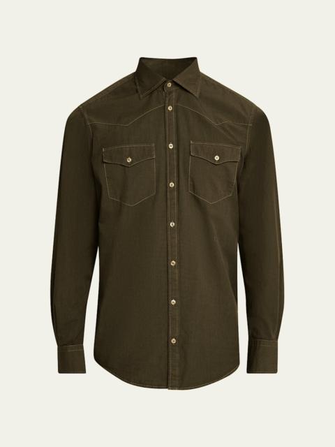 massimo alba Men's Arizo Cotton Western Shirt