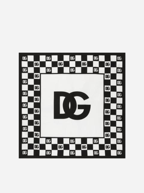 Dolce & Gabbana Damier-print silk headscarf with DG logo