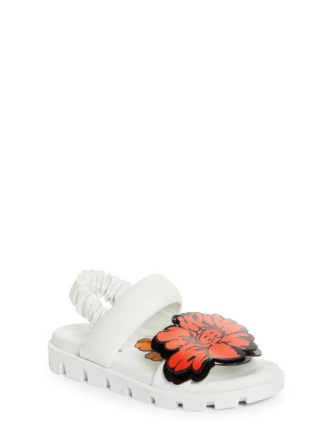 x Shun Sudo Button Flower Lug Slingback Sandal in W302 Bianco/Lin Bianco