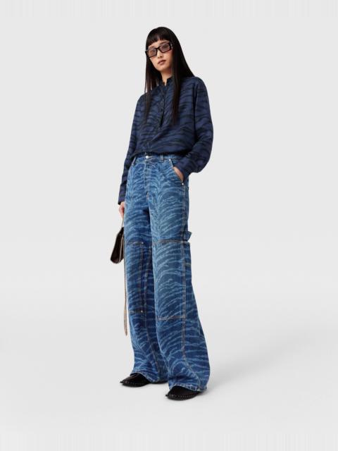 Stella McCartney Tiger Pattern High-Rise Straight Leg Cargo Jeans