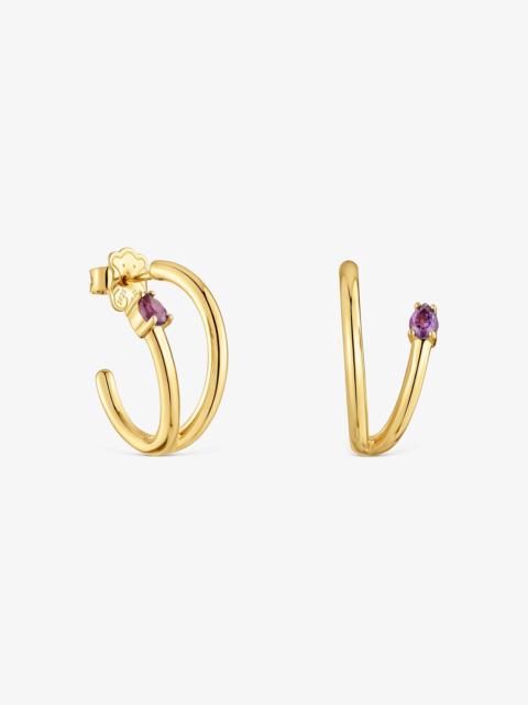 TOUS Hoop Earrings with 18kt gold vermeil and gemstones TOUS Lio