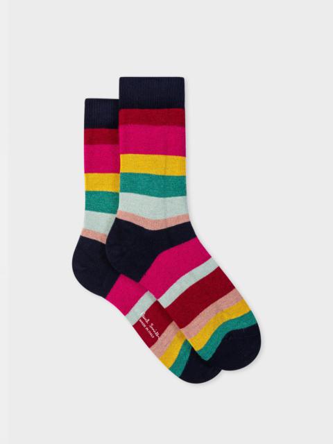 Women's Textured Swirl Stripe Cashmere-Blend Socks