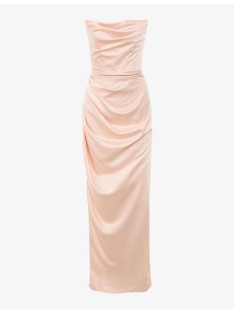 House of CB Adrienne strapless corset stretch-satin maxi dress