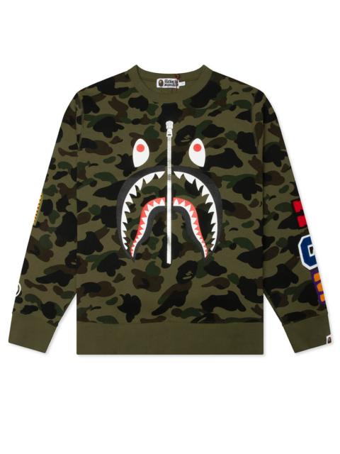 A BATHING APE® 1ST CAMO SHARK CREWNECK SWEATSHIRT - GREEN