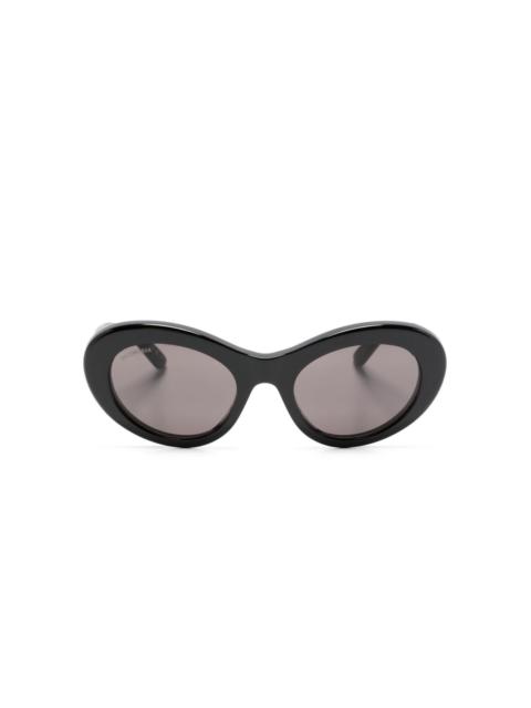 BALENCIAGA logo-plaque round-frame sunglasses