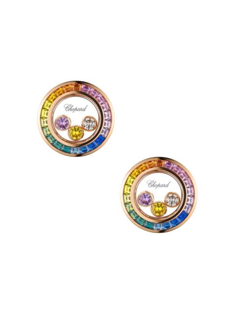 Chopard Women's Happy Diamonds 18K Rose Gold, Rainbow Sapphire, & 0.2 TCW Diamond Earrings - Pink Gold