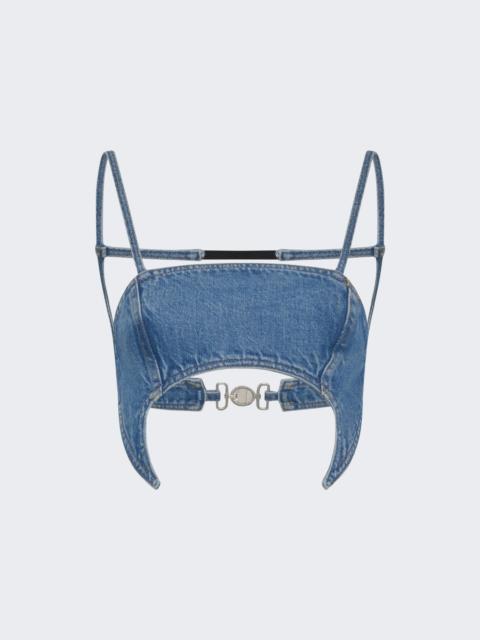 Marine Serre Denim Moon Bra Top Light Blue
