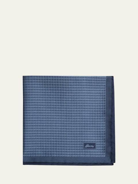 Brioni Men's Screen-Print Silk Pocket Square