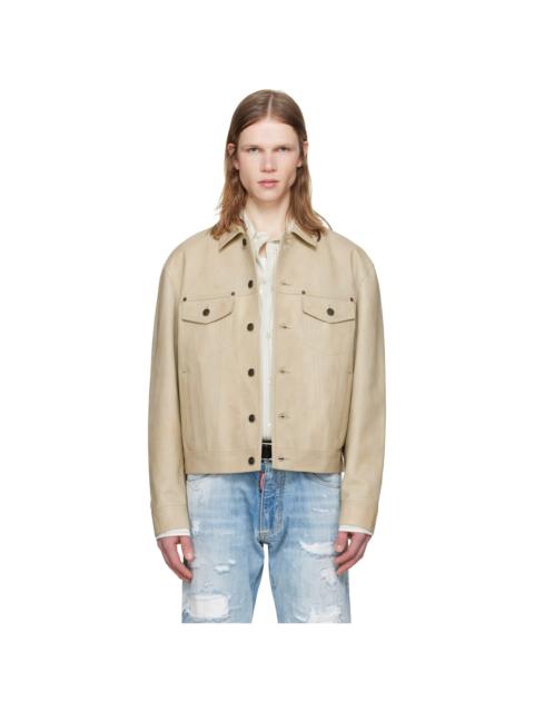 DSQUARED2 Beige Leather Jean Jacket