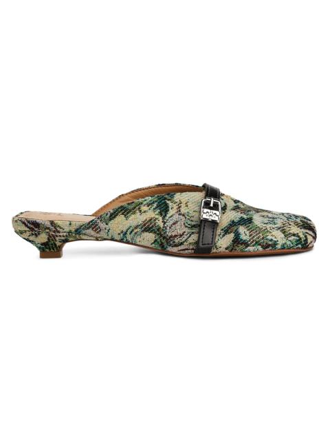 GANNI Women's Sue Tapestry Kitten-Heel Mules - Jadeite
