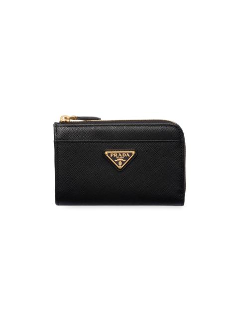 Prada Women's Saffiano Keychain Card Case - Black Gold