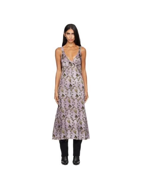 R13 Purple Grunge Slip Midi Dress