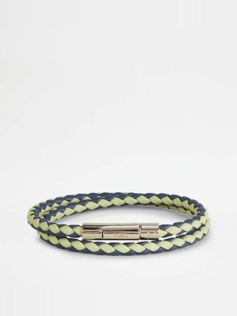 Tod's MYCOLORS BRACELET IN LEATHER - YELLOW, BLUE