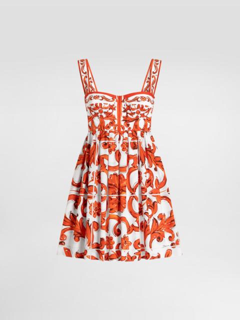 Dolce & Gabbana Majolica-print poplin short dress