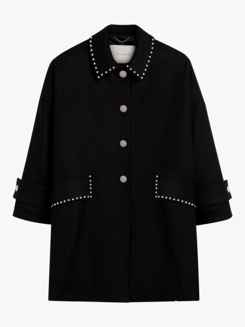 HUMBIE BLACK WOOL OVERCOAT