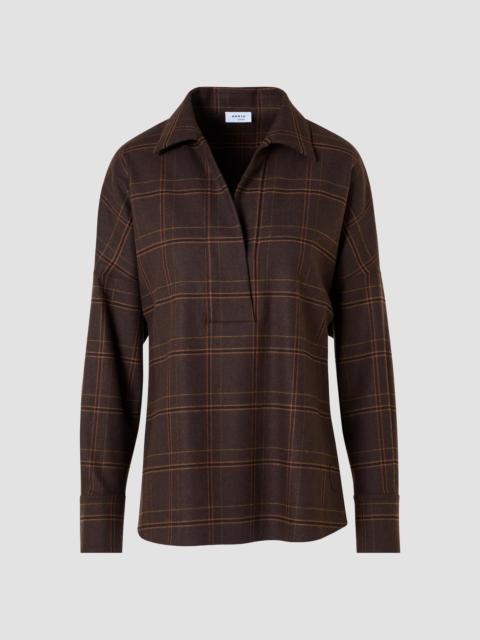 AKRIS Women's Blanket Checked Wool-Blend Flannel Blouse - Espresso Caramel