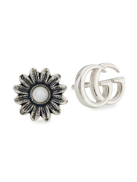 GUCCI Women's GG Marmont Flower Sterling Silver & Pearl Stud Earrings - Silver