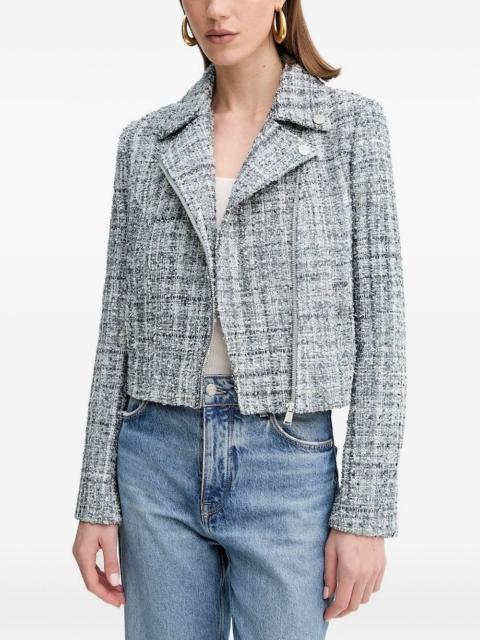 GUESS USA notched zip-front tweed jacket