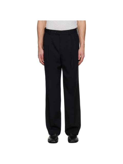 AURALEE Black Light Wool Two-Tucks Trousers