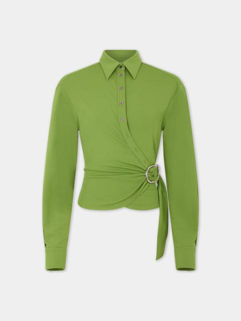 rabanne GREEN DRAPED TOP WITH PIERCING DETAIL