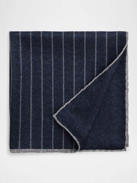 Brunello Cucinelli Men's Fine Stripe Double-Face Silk Pocket Square