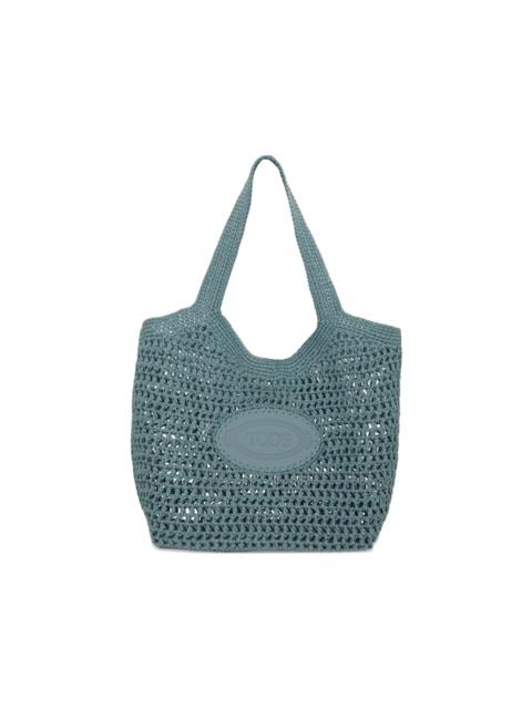 Tod's logo-patch crochet-knit tote bag